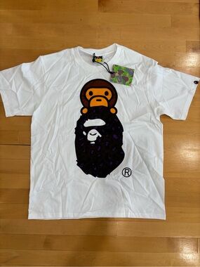 A Bathing Ape White Short Sleeve Graphic Tee - Ape Head Print
